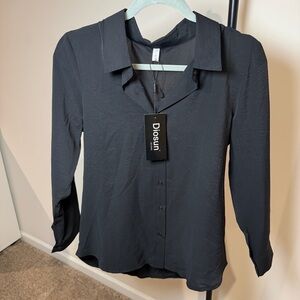 Uniqlo Women's Charcoal Button Down Shirt